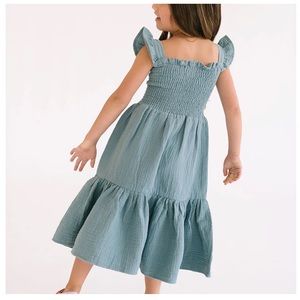 Alice + Aimes The Smocked Dress Aegean Blue Tiered Cotton Gauze Sundress Girls 8
